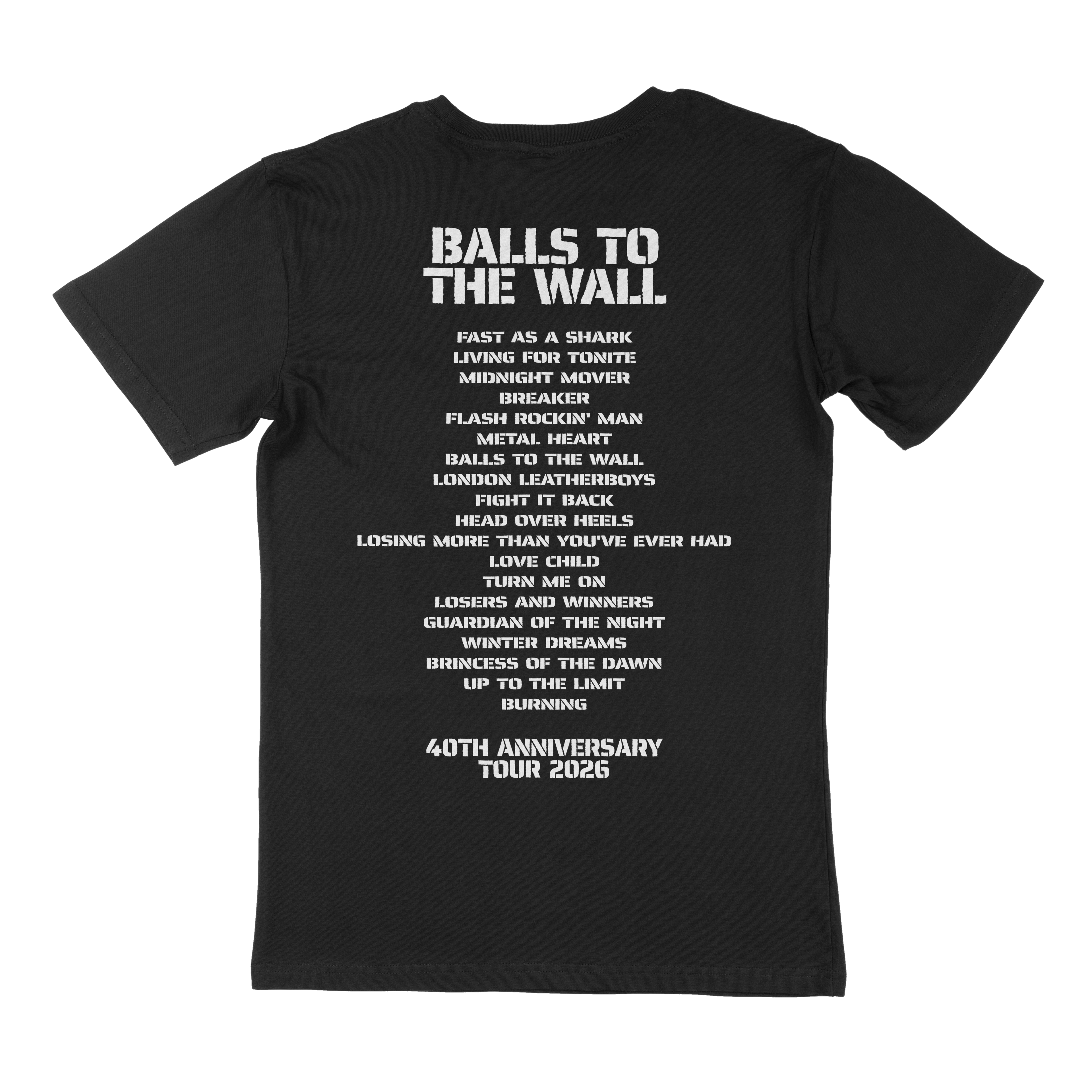 Skull Balls to The Wall 40th Anniversary Tour 2026 Setlist - T-Shirt